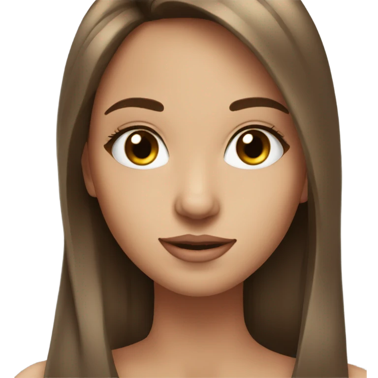 basic girl emoji but with long brown hair, long dark eye lashes, gorgeous emoji