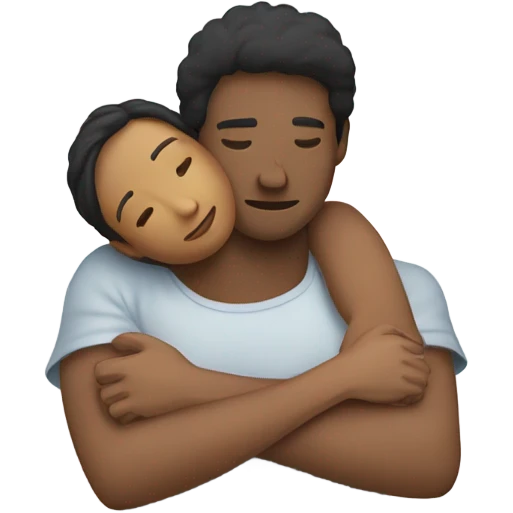Person with their arms wrapped around a person’s neck laying down emoji