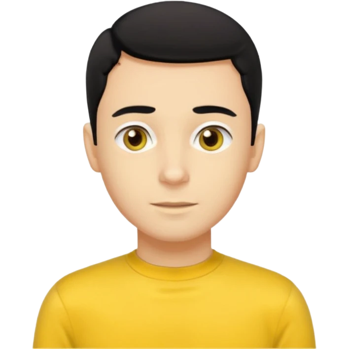Greg Wiggle from the Wiggles with light skin, hazel eyes, black hair, yellow skivvy shirt emoji