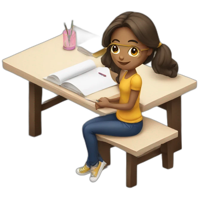 girl study on table emoji