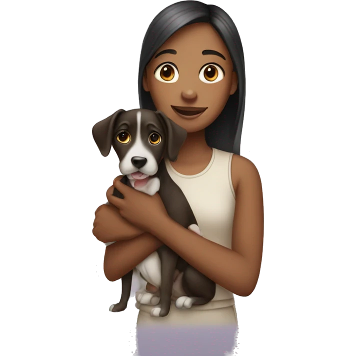 Girl holding a dog emoji