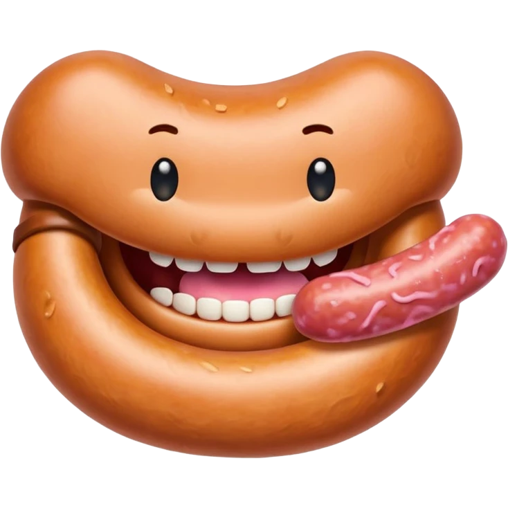 Mouth eating a sausage emoji