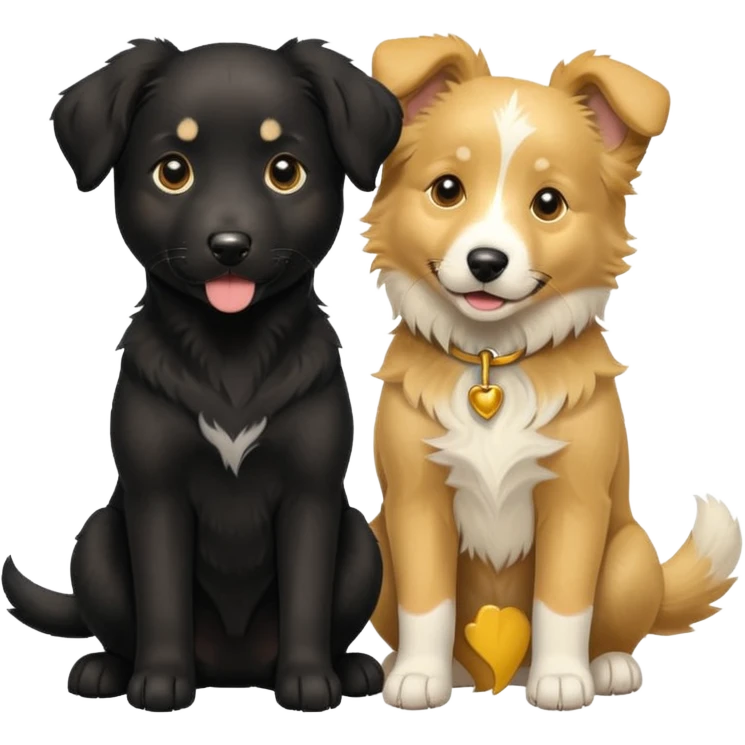 Black puppy Labrador and gold collie puppy emoji
