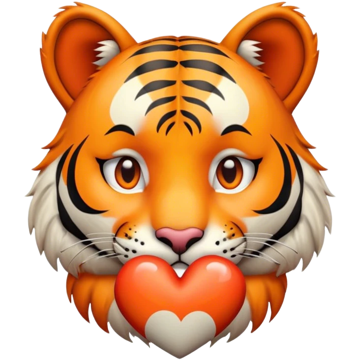 Sad tiger holding heart emoji