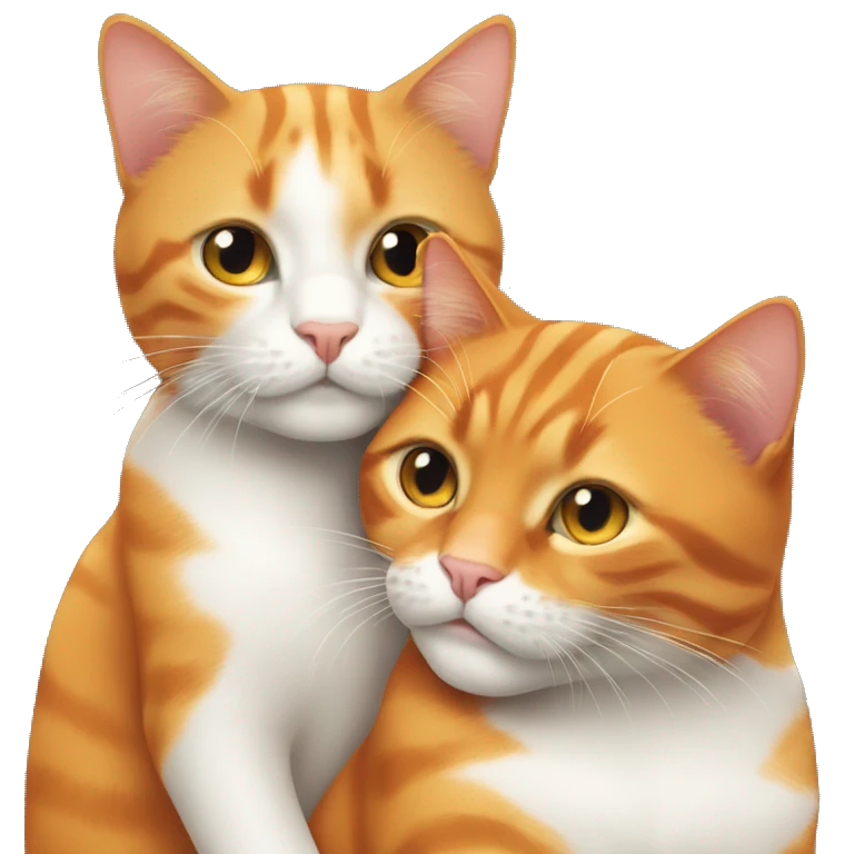 two orange cats cuddling one with no white emoji
