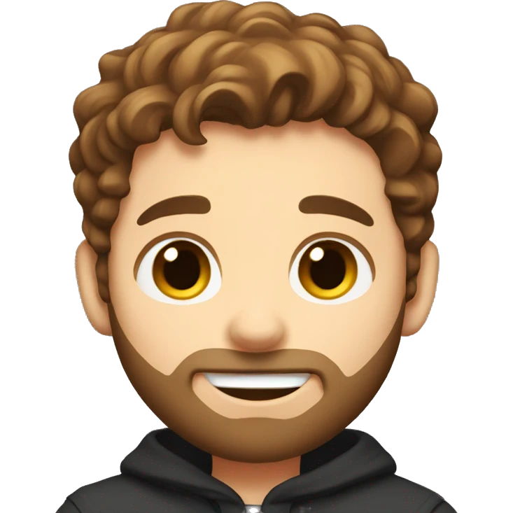 Boy with brown hair and beard playing with black cat emoji