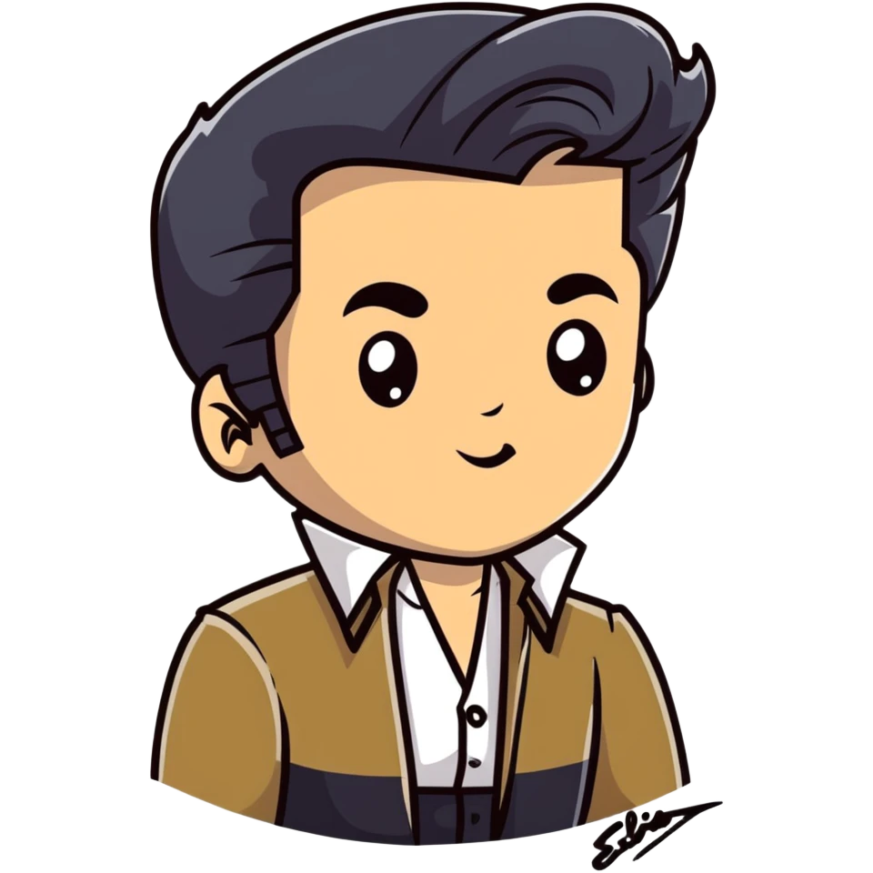 Elvis Presley with his signature look, portrait from chest up emoji