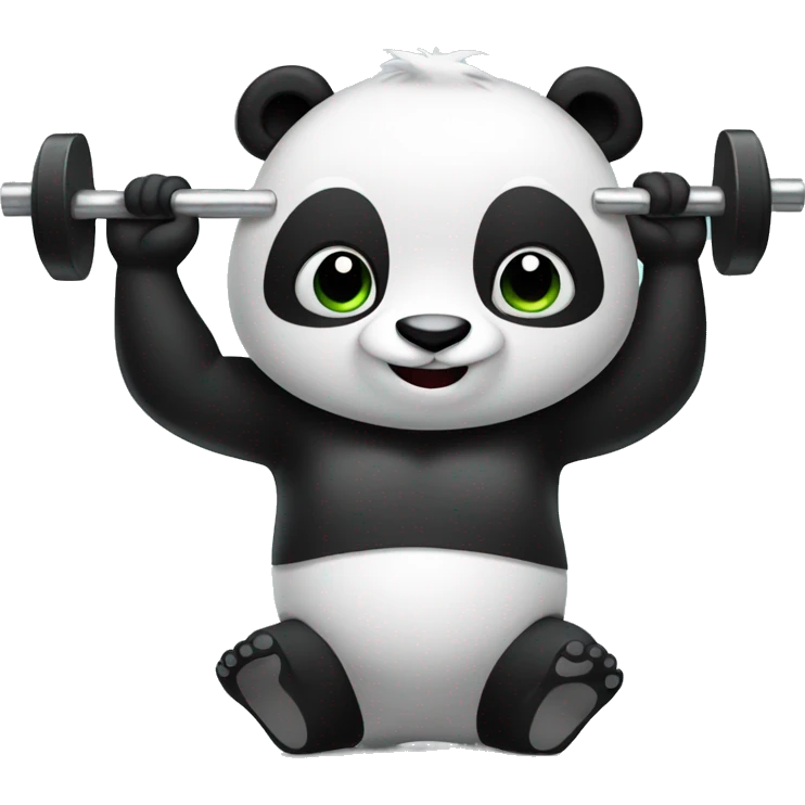 Panda lifting weights emoji