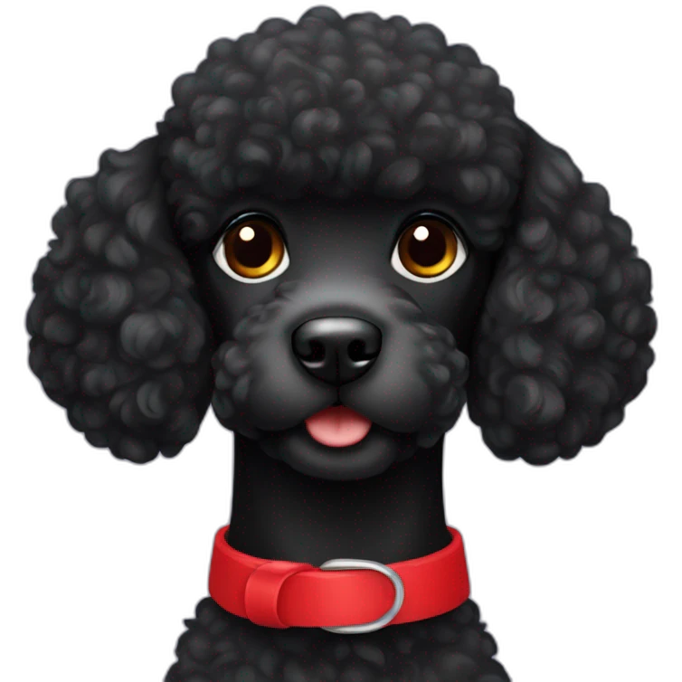 A cute black poodle with red collar emoji
