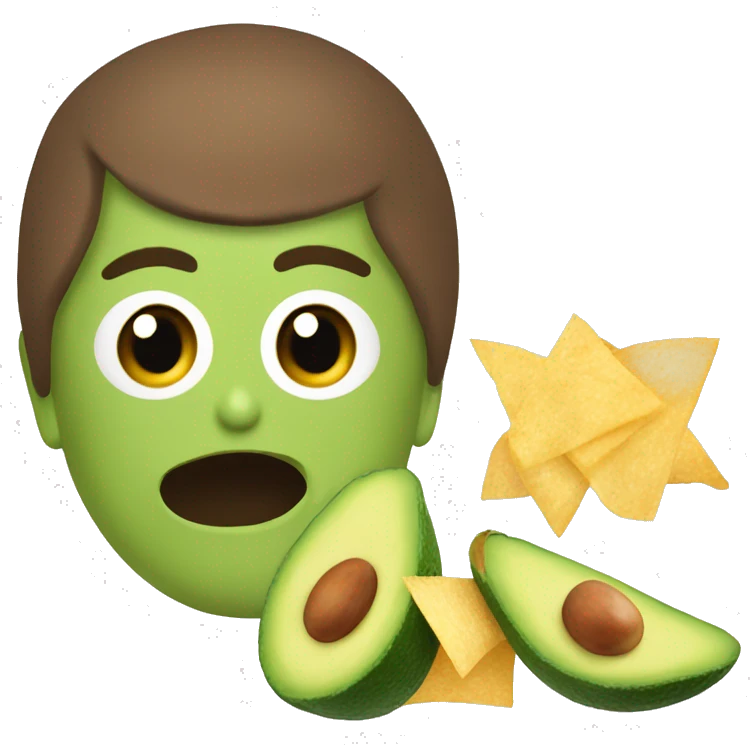 Guacamole bowl with no eyes, tortilla chipS emoji
