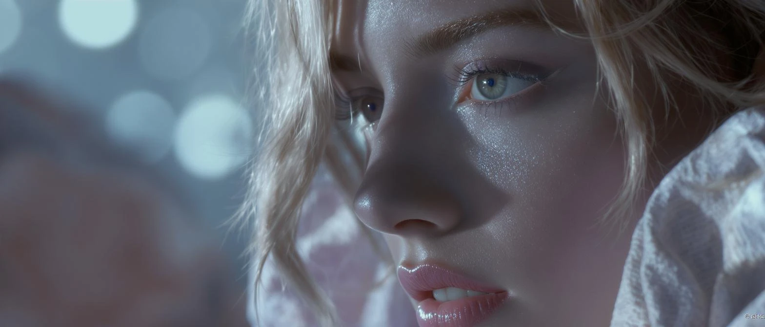 Extreme Closeup photo of a beautifull woman, cinematic light, 8K, very detailed, sharp emoji