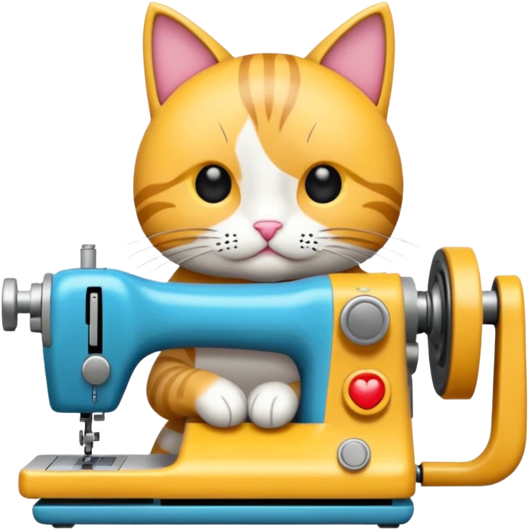 gato cosiendo en una maquina de coser emoji