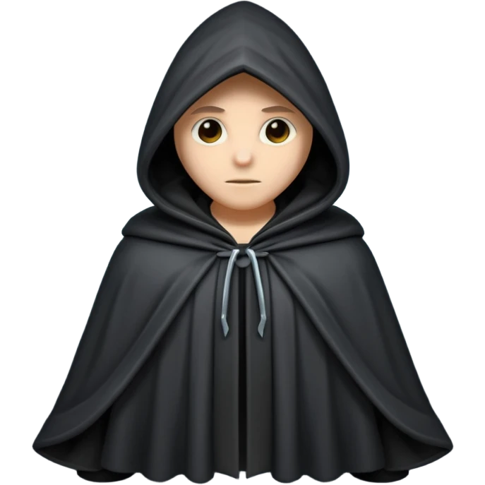 hooded cloak object icon, dark fabric cloak with deep hood, fantasy style, soft folds, 3D cartoon, mobile game icon style, centered, clean background, soft shadow, no text, no watermark
 
 emoji