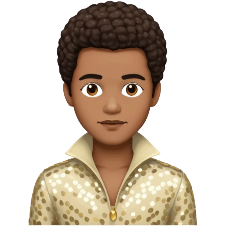 Bobby Farrell from Boney M with dark brown hair, cream sequin outfit emoji