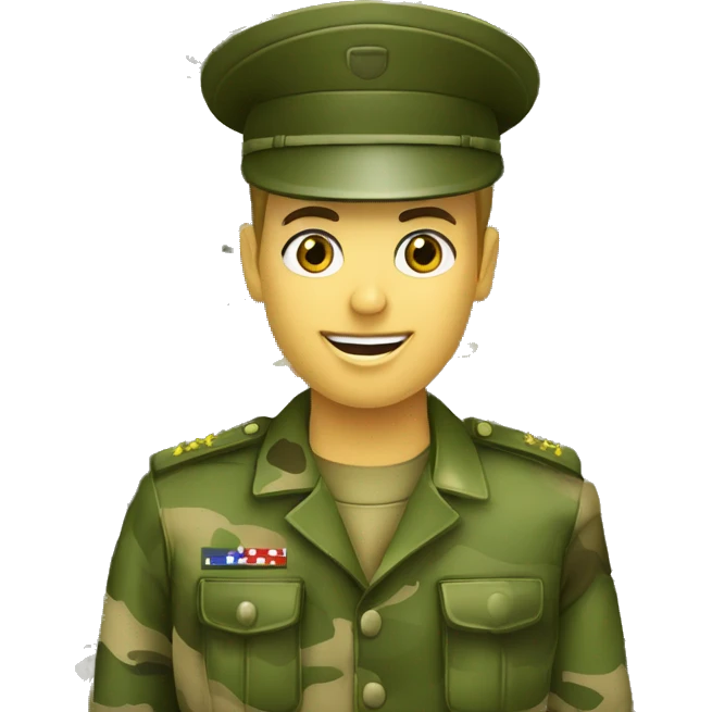 crie um emoji de um militar do exercito brasileiro com o camuflado típico emoji