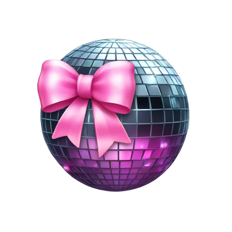 Disco ball with pink bow emoji
