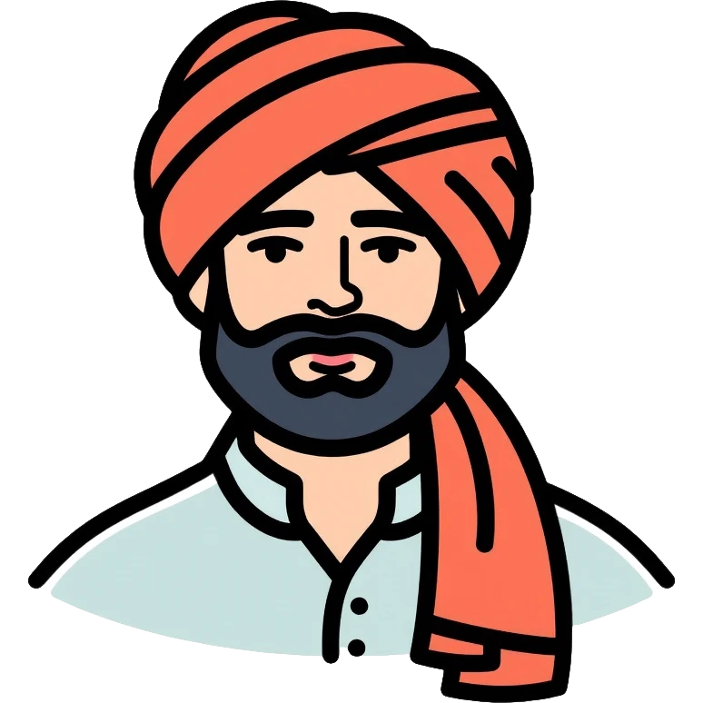 A friendly man with a beard and traditional South Asian appearance emoji