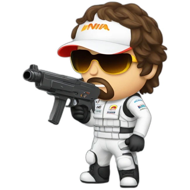 Fernando Alonso with a gun emoji