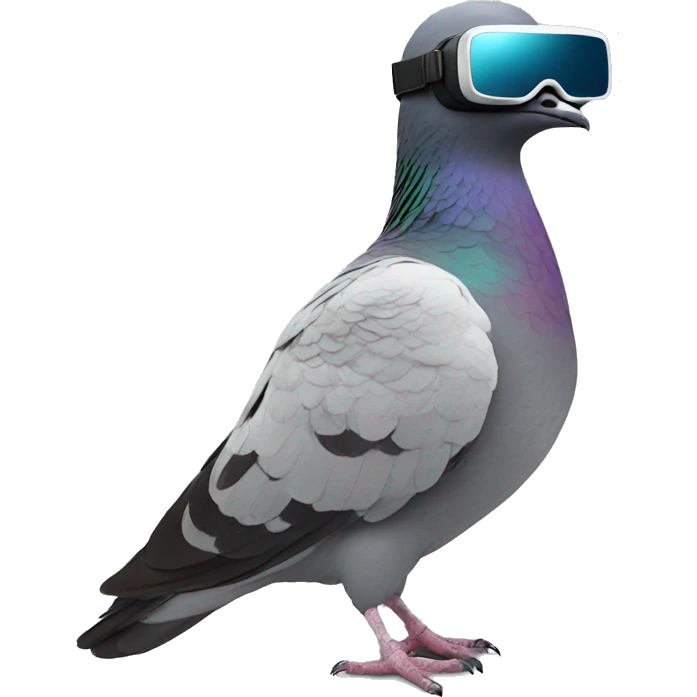 a pigeon with vr goggles front face emoji