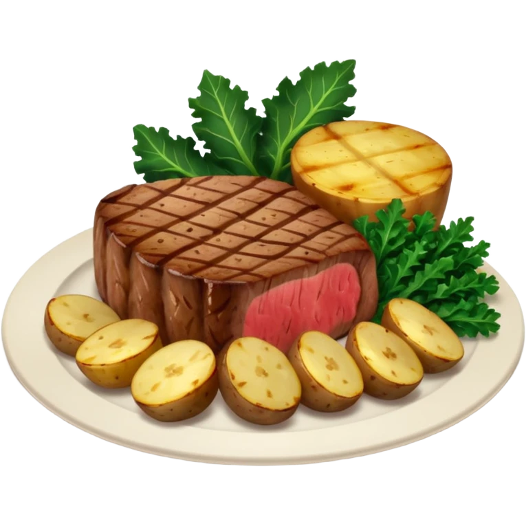 Steak and potatoes with kale  emoji