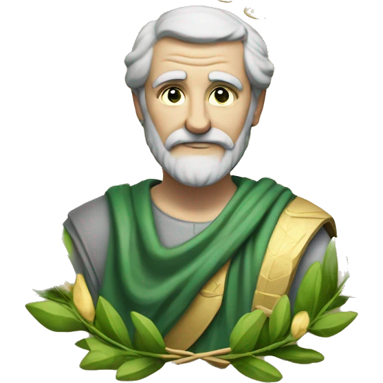 Aristotle holds a golden laurel wreath in his hand emoji