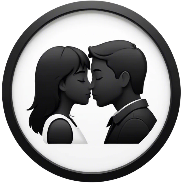 Black netflix logo On white silhouette of a couple kissing each other emoji