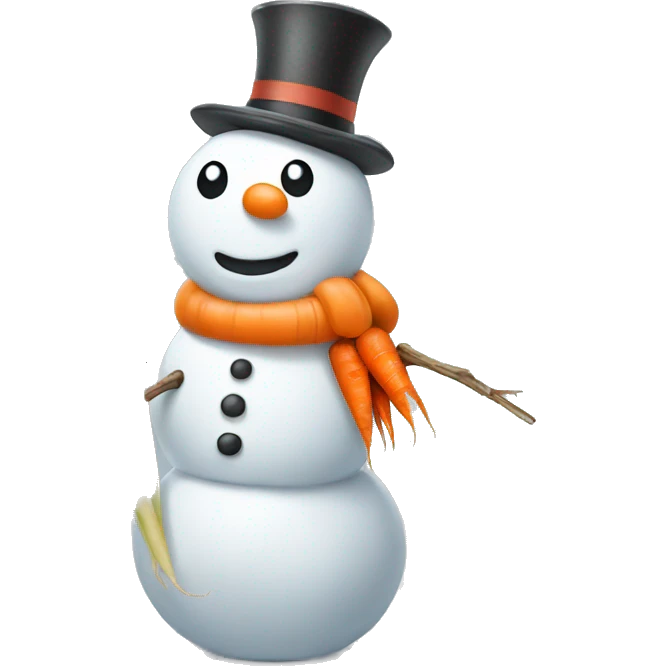 Snowman with long carrot emoji