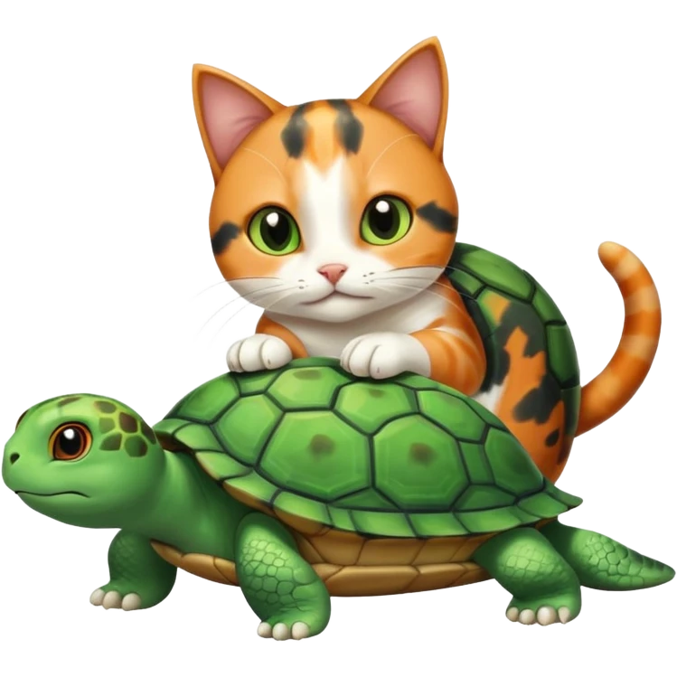 cat playing with turtle emoji