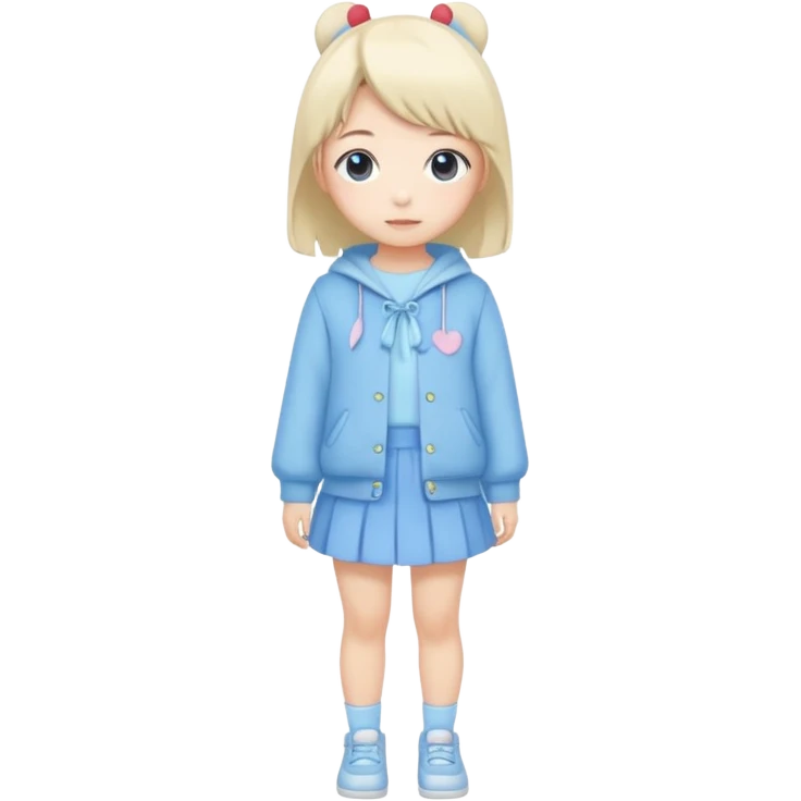 Kawaii girl Japanese full body blue pastel emoji