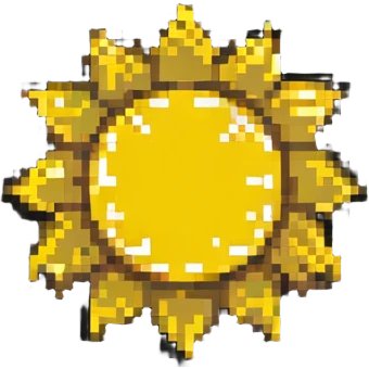 sun as a star shape, yellow pixel art emoji