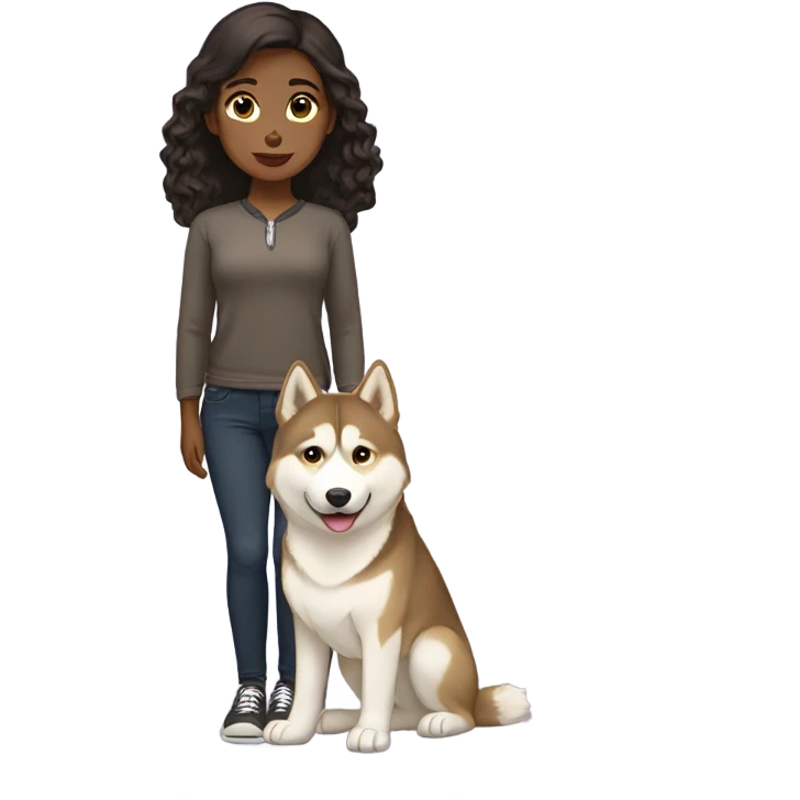 A girl Dark brown  hair next to a light dorée  Husky emoji