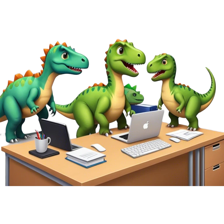 dinosaurs working in an office emoji