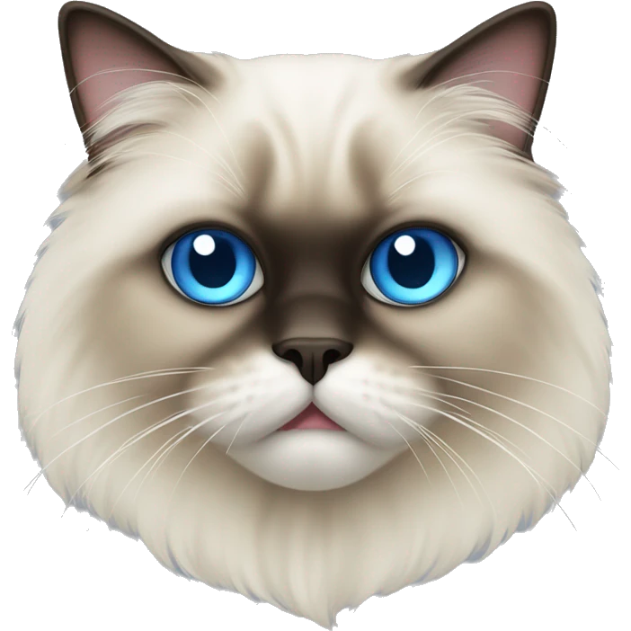 Himalayan cat, tongue sticking out mouth, blue eyes emoji