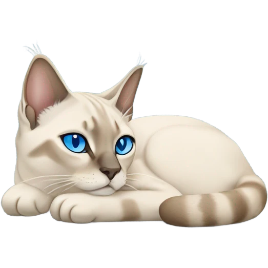 Lynx point Siamese cat with blue eyes sleeping  emoji