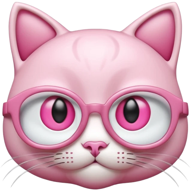 A 3D cartoon rose-pink eye spectacle, glossy curved frame, soft reflections, isolated on plain background, Memoji-style. Negative : Cat. emoji
