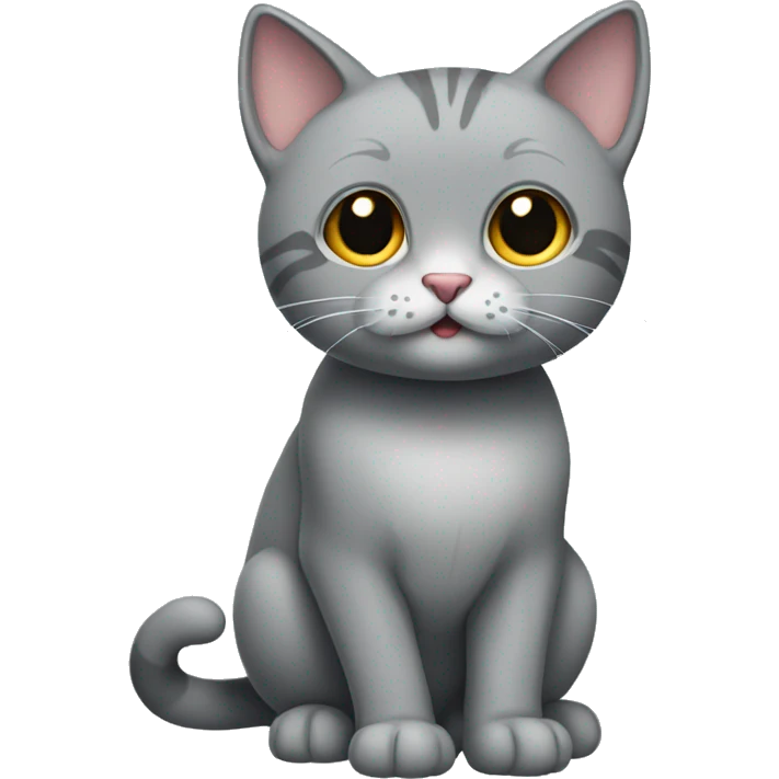 Cute grey cat full body emoji