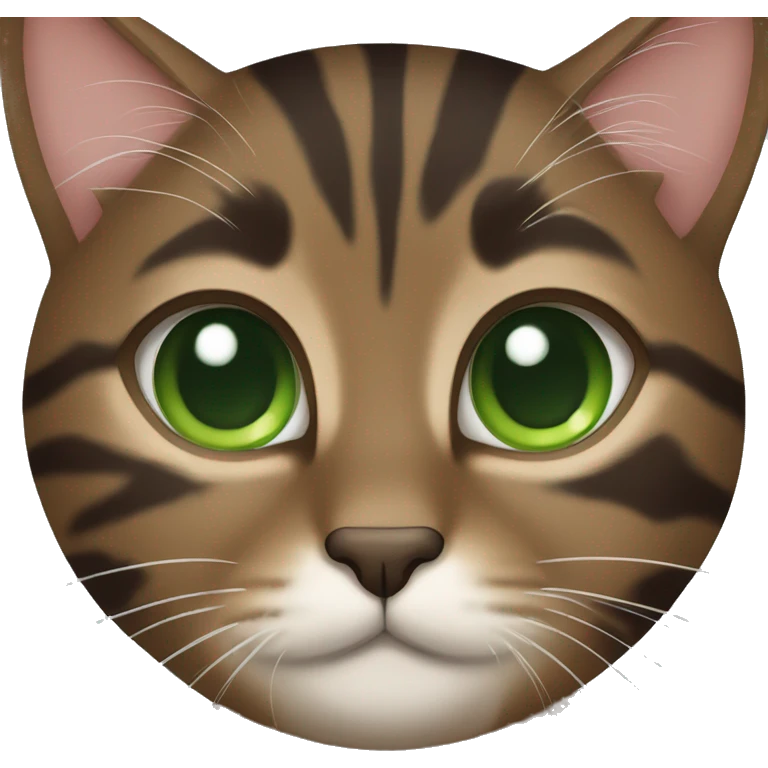 Dark brown female tabby cat with green eyes  emoji