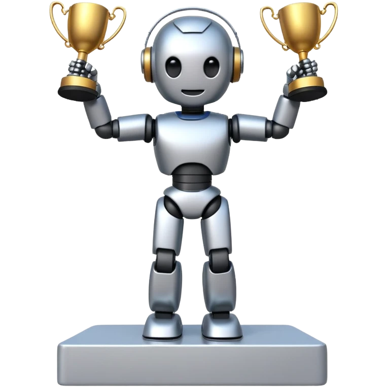 AI robot on a podium, Olympics winner emoji