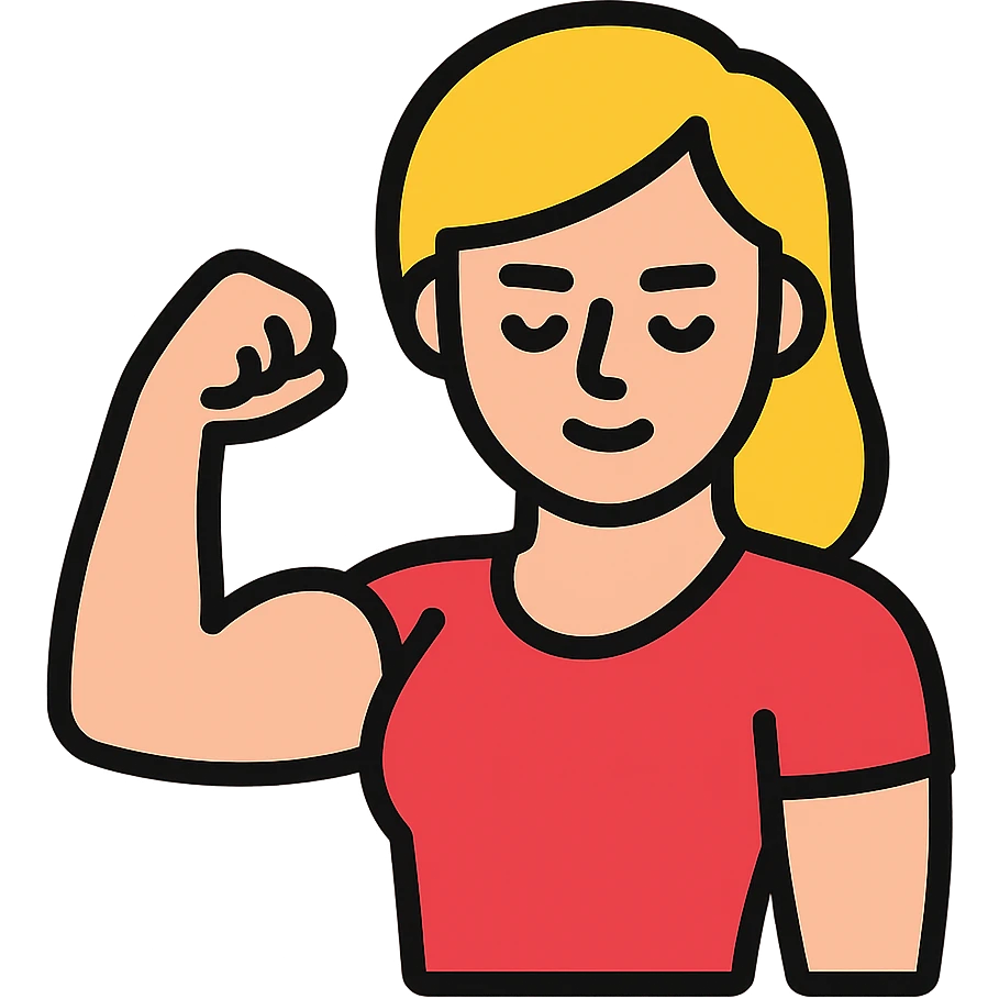 strong blond woman flexing emoji
