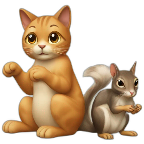 a cat holds a squirrel in its paws emoji