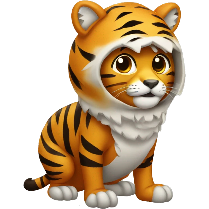 Tiger with chicken costume  emoji