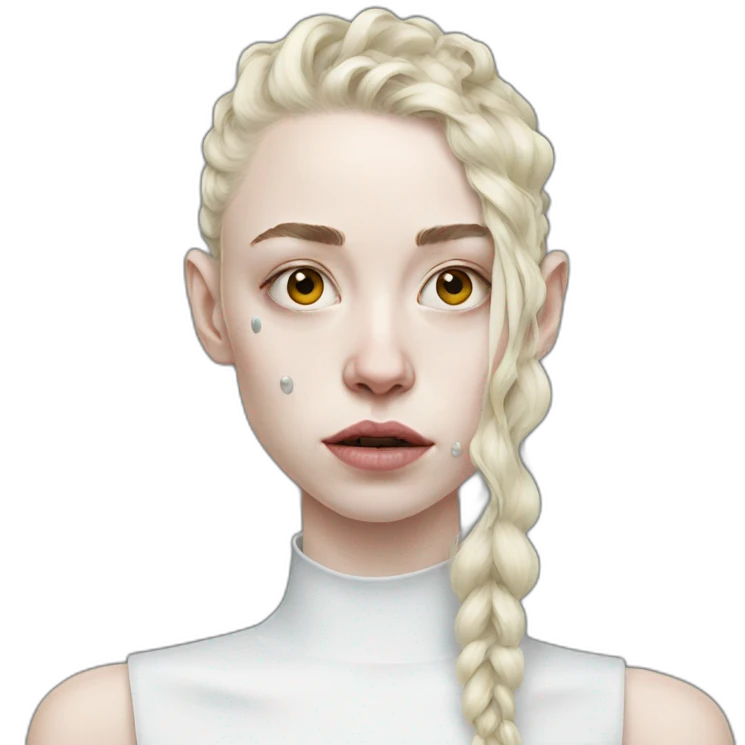 Grimes with glue on face Elon musk emoji
