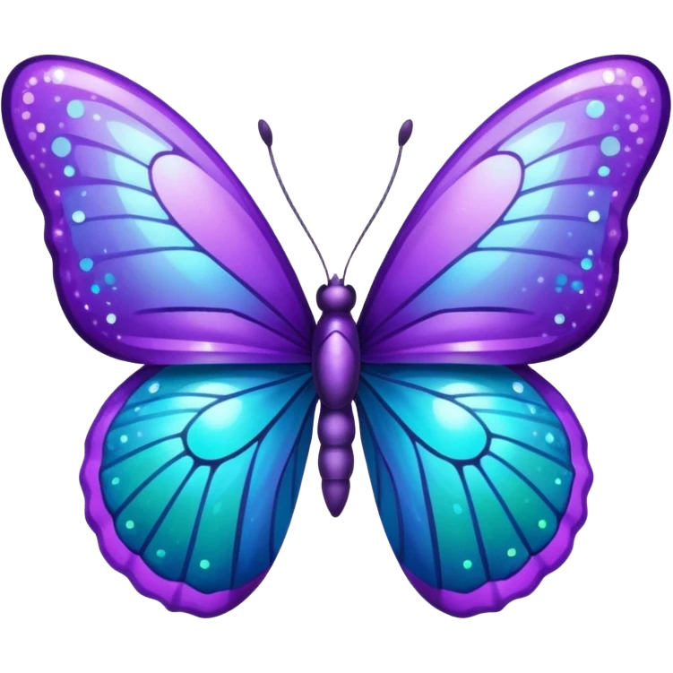 glitter purple and cian buttlerfly emoji