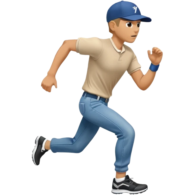 Man in plane clothes running after hyundai ionic emoji