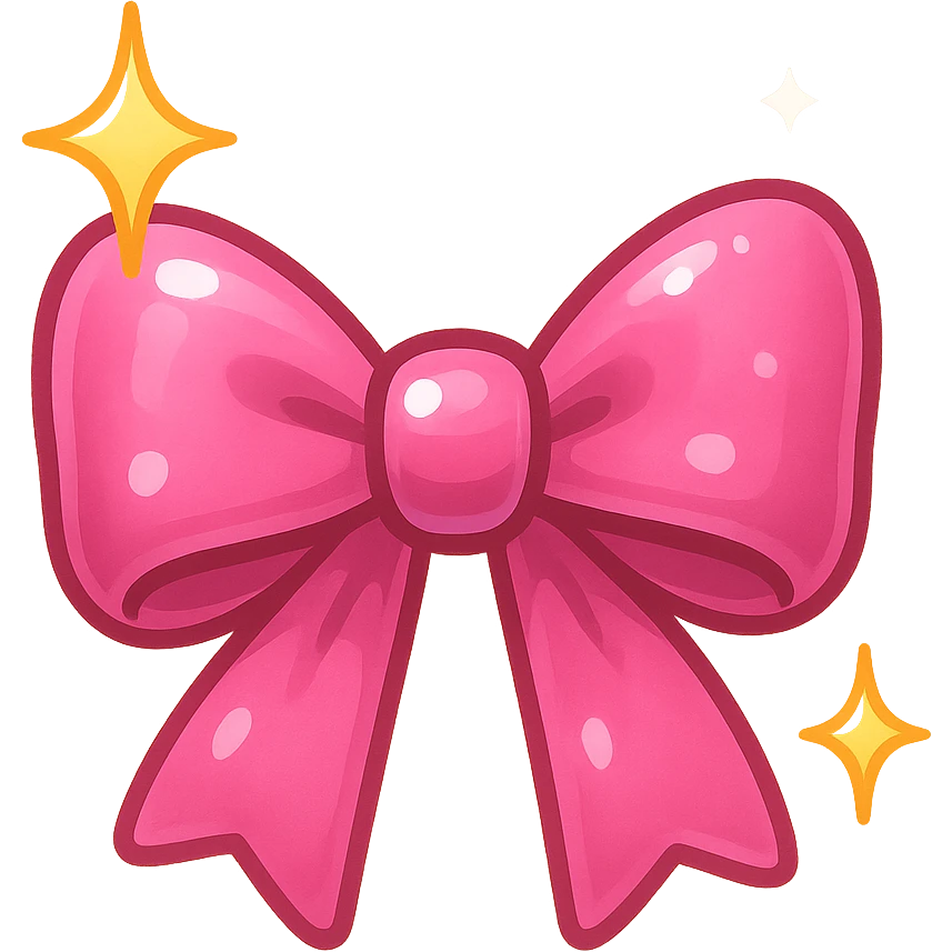 new bow emoji, cute and shiny, with sparkles emoji