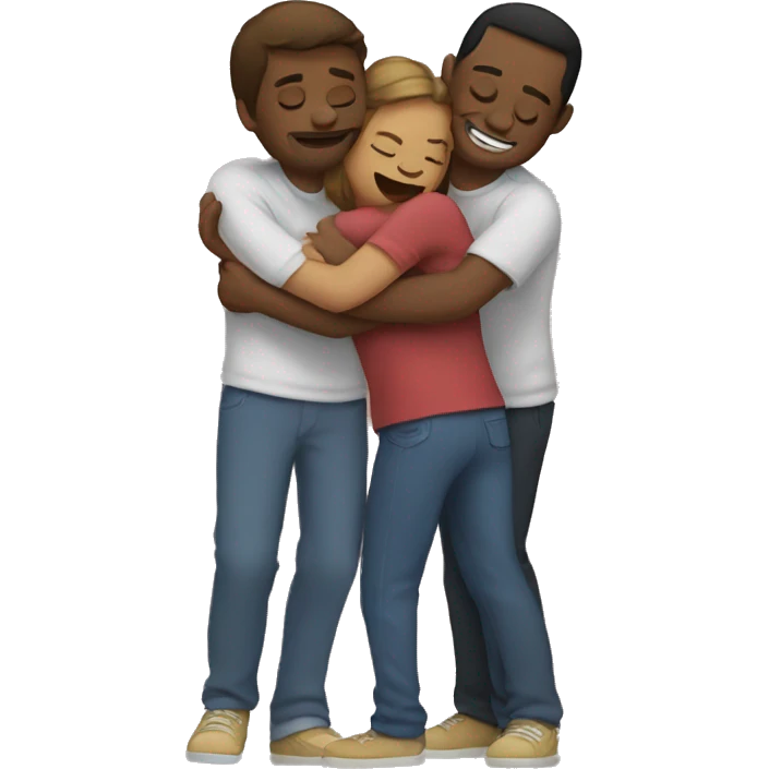 three people hugging emoji