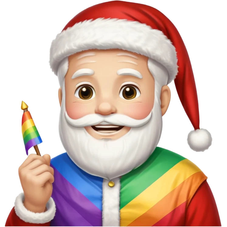 gay santa holding pride flag  emoji