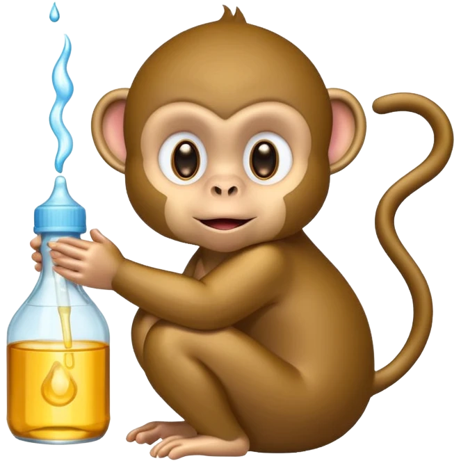 A monkey with baby oil but the baby oil says baby oil on it emoji