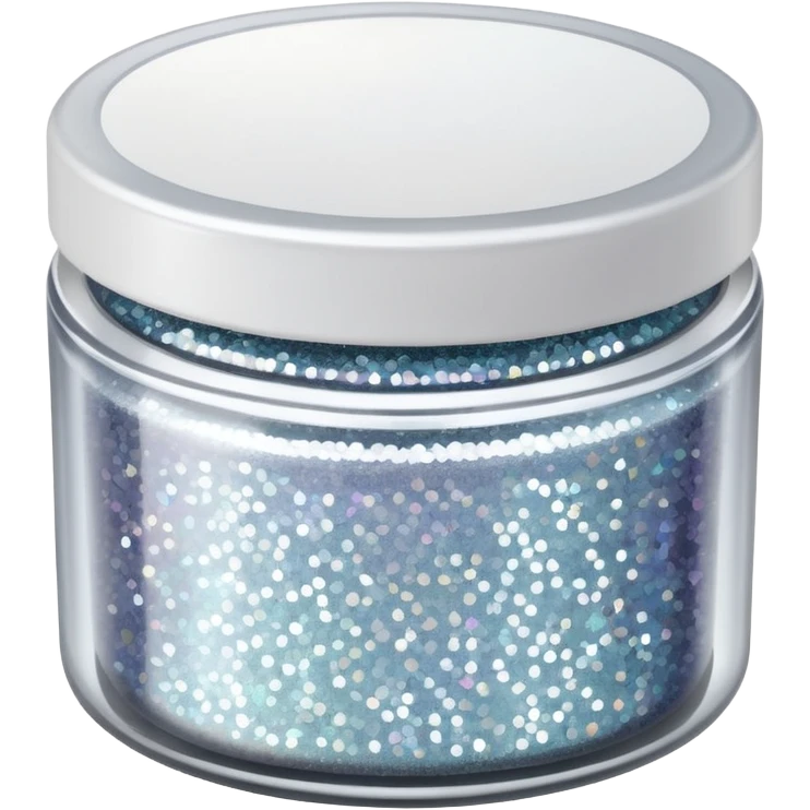 silver glitter in a small clear circular container with white lid emoji