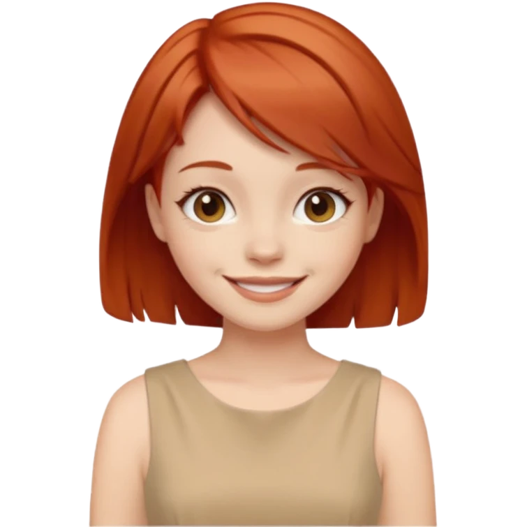 girl-,-short-layer-red-hair wear beige dress emoji